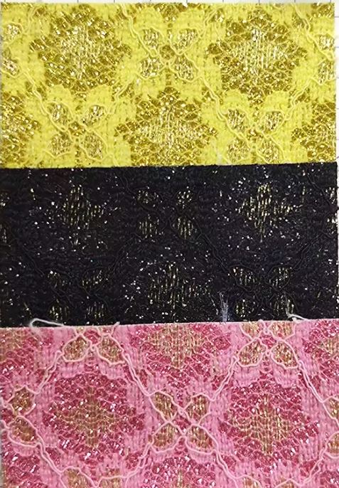Dark Flower Embroidery Lace Mesh Chunky Glitter Synthetic PU Leather Fabric