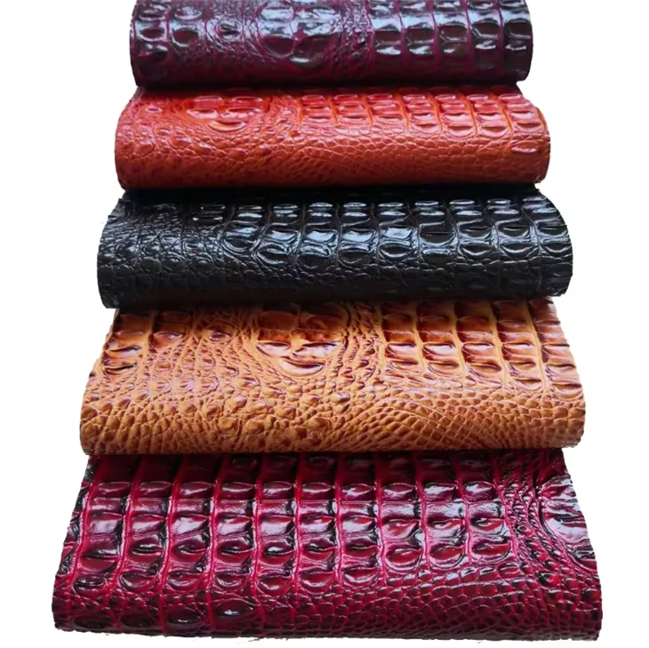 Emossed Synthetic PVC Crocodile Faux Leather Fabric For Bags And Shoes