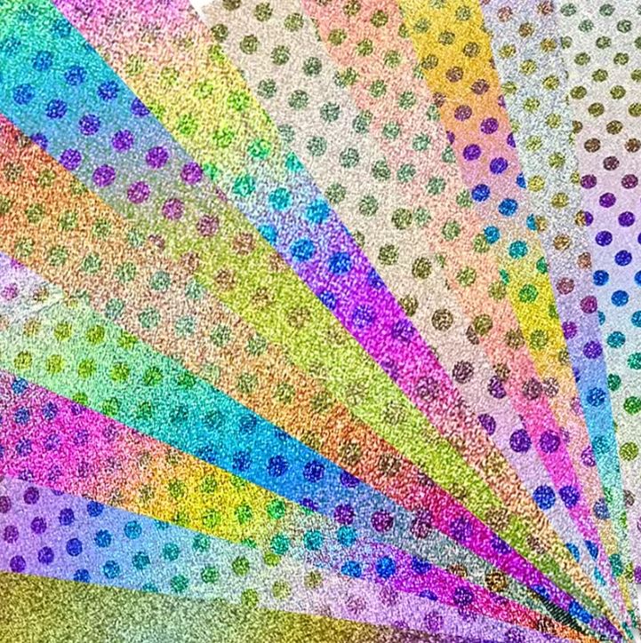 Wholesale Dot Pattern Print Colorful Rainbow Iridescent Faux Leather
